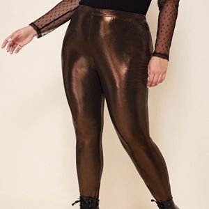 Plus Elastic Waist Metallic Leggings